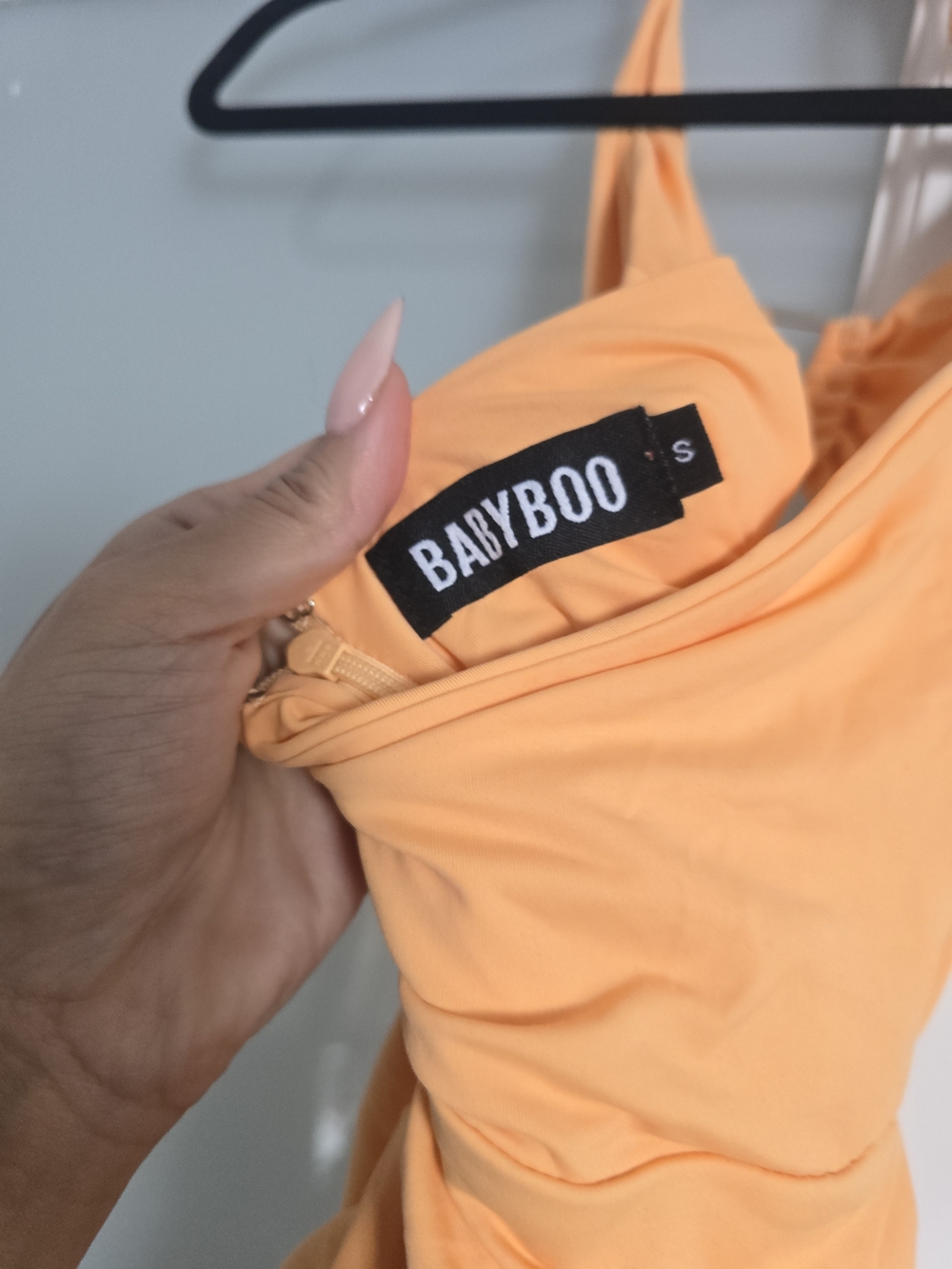 Ruched Halter Mini Dress in Peach Orange - Picture 3 of 3